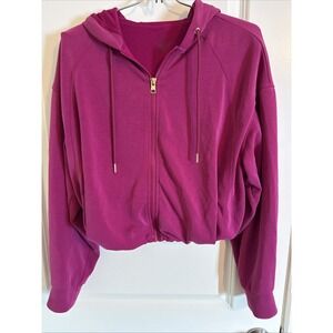 Women's Athleta X Alicia Keys Seasoft Full Zip Hoodie Magenta XXS Cropped